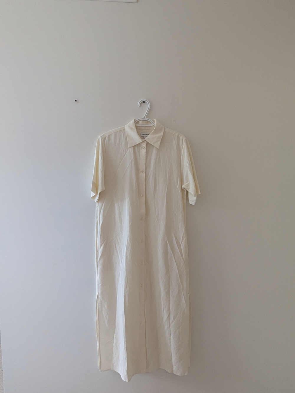Nordstrom Cream Short-Sleeve Midi Shirt Dress